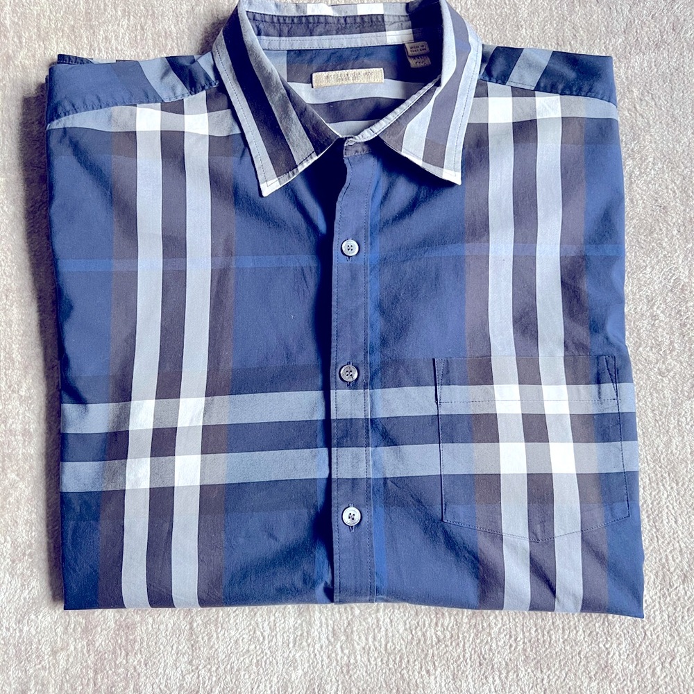 XXL BURBERRY BRIT BUTTON DOWN ((NAVY BLUE)) like new!